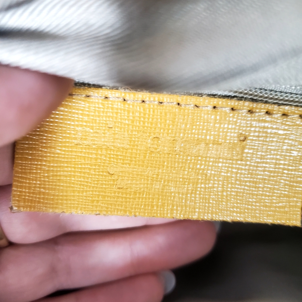 Mustard Yellow Croc-Embossed Suede Satchel Handbag - Picture 10 of 10